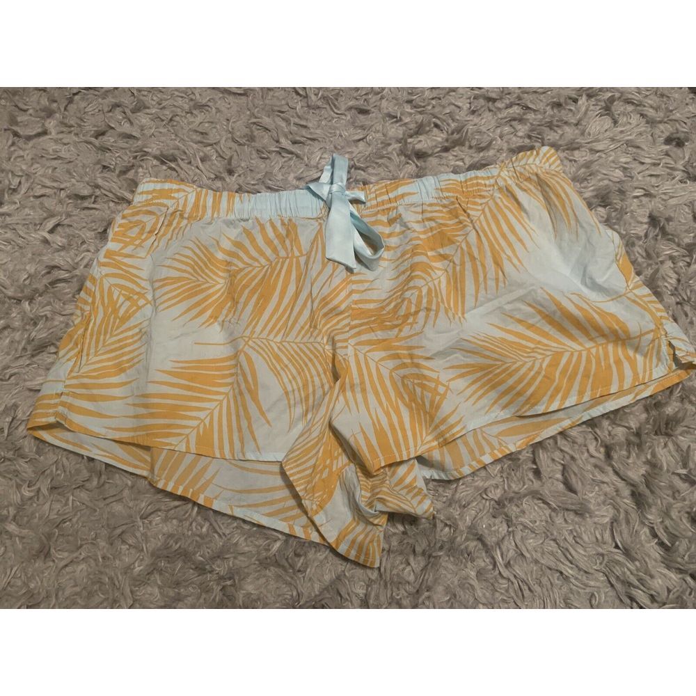 Victoria‎ Secret Sleep Shorts Pajama Bottoms Sz XL - Drawstring - Mint / Mustard